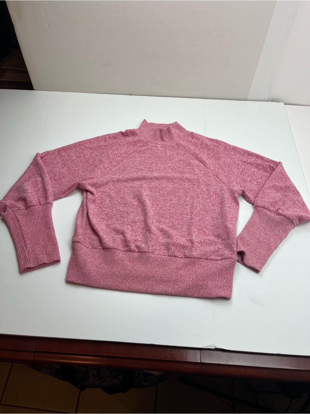 Maeve Anthropologie Pink Marled Laney High Neck Balloon Sleeve Sweater Small